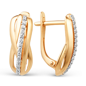 Серьги из красного золота с фианитами