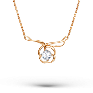 Колье из красного золота с фианитом