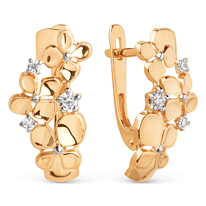 Серьги из красного золота с фианитами