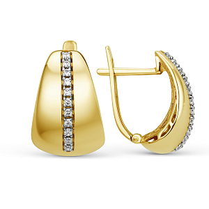 Серьги из желтого золота с фианитами