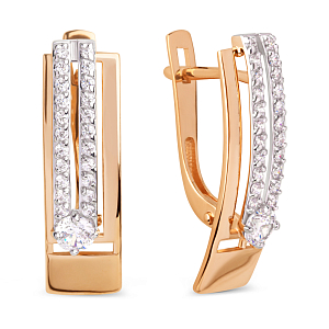 Серьги из красного золота с фианитами