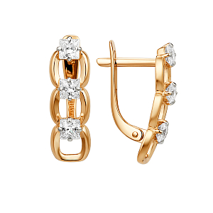 Серьги из красного золота с фианитами