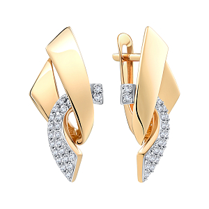 Серьги из красного золота с фианитами