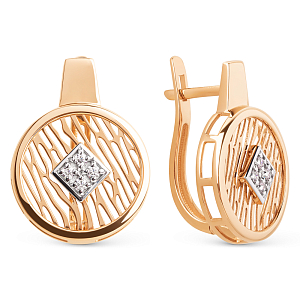 Серьги из красного золота с фианитами