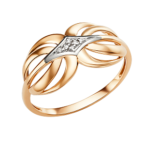 Кольцо из красного золота с фианитами