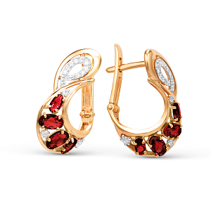 Серьги из красного золота с гранатами