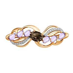 Брошь из красного золота с раухтопазом