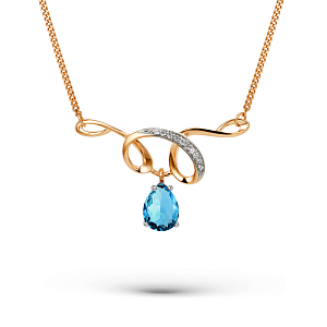 Колье из красного золота с лондон топазом