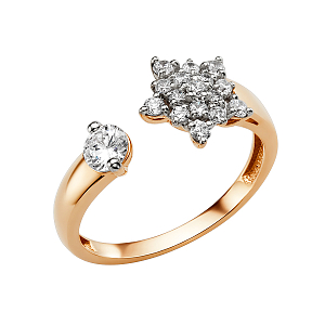 Кольцо из красного золота с фианитами