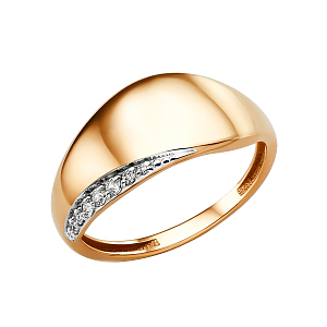 Кольцо из красного золота с фианитами