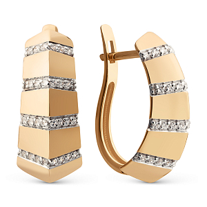 Серьги из красного золота с фианитами