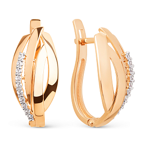 Серьги из красного золота с фианитами