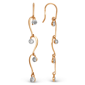 Серьги из красного золота с фианитами