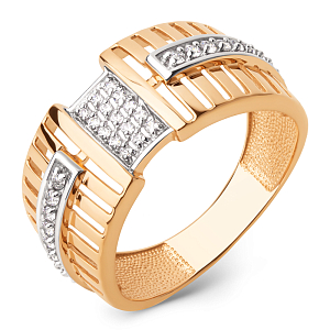 Кольцо из красного золота с фианитами