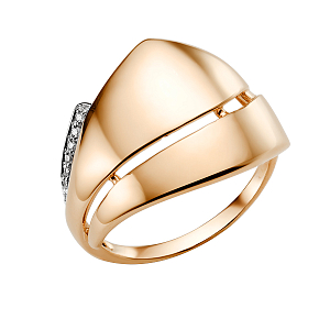 Кольцо из красного золота с фианитами