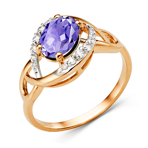 Кольцо из красного золота с аметистом