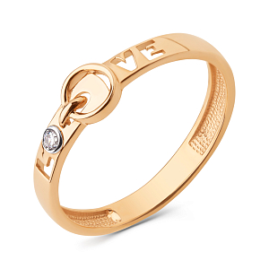 Кольцо из красного золота с фианитом