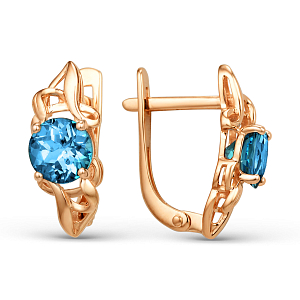 Серьги из красного золота с лондон топазами
