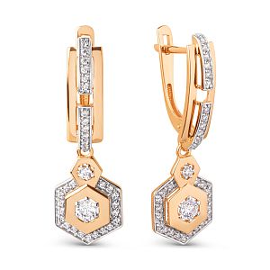 Серьги из красного золота с фианитами