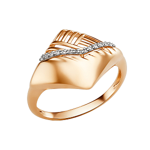 Кольцо из красного золота с фианитами