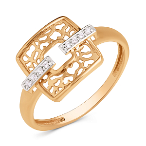 Кольцо из красного золота с фианитами