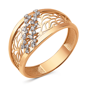 Кольцо из красного золота с фианитами