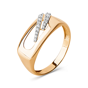 Кольцо из красного золота с фианитами