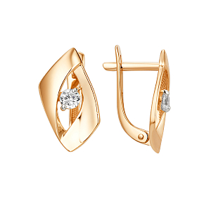 Серьги из красного золота с фианитами