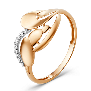 Кольцо из красного золота с фианитами