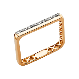 Кольцо из красного золота с фианитами