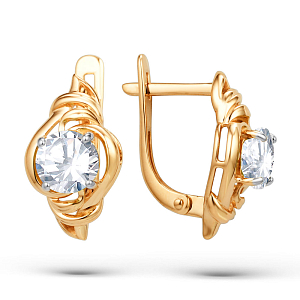 Серьги из красного золота с фианитами