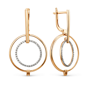 Серьги из красного золота с фианитами