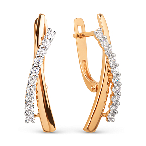 Серьги из красного золота с фианитами