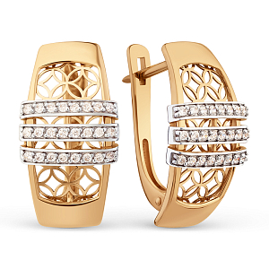 Серьги из красного золота с фианитами