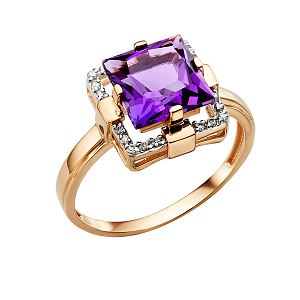 Кольцо из красного золота с аметистом