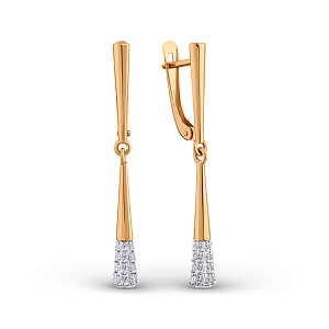 Серьги из красного золота с фианитами