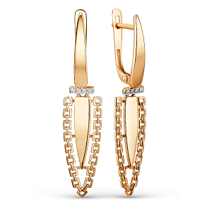 Серьги из красного золота с фианитами