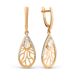 Серьги из красного золота с фианитами