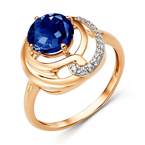 Кольцо из красного золота с корундом