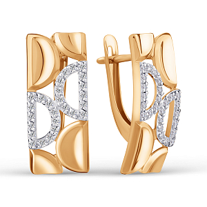 Серьги из красного золота с фианитами