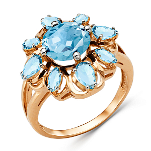 Кольцо из красного золота с топазами