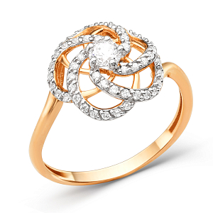 Кольцо из красного золота с фианитами