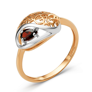 Кольцо из красного золота с гранатом