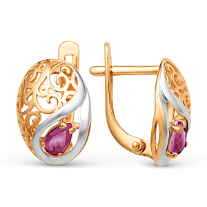 Серьги из красного золота с корундами