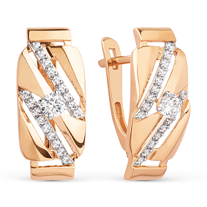 Серьги из красного золота с фианитами