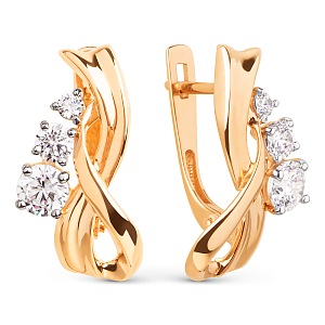 Серьги из красного золота с фианитами