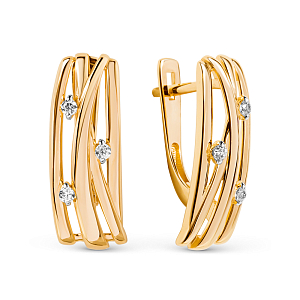 Серьги из красного золота с фианитами