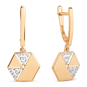 Серьги из красного золота с фианитами