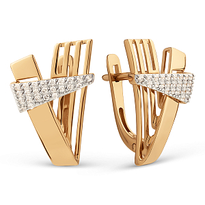 Серьги из красного золота с фианитами