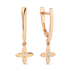 Серьги из красного золота с фианитами